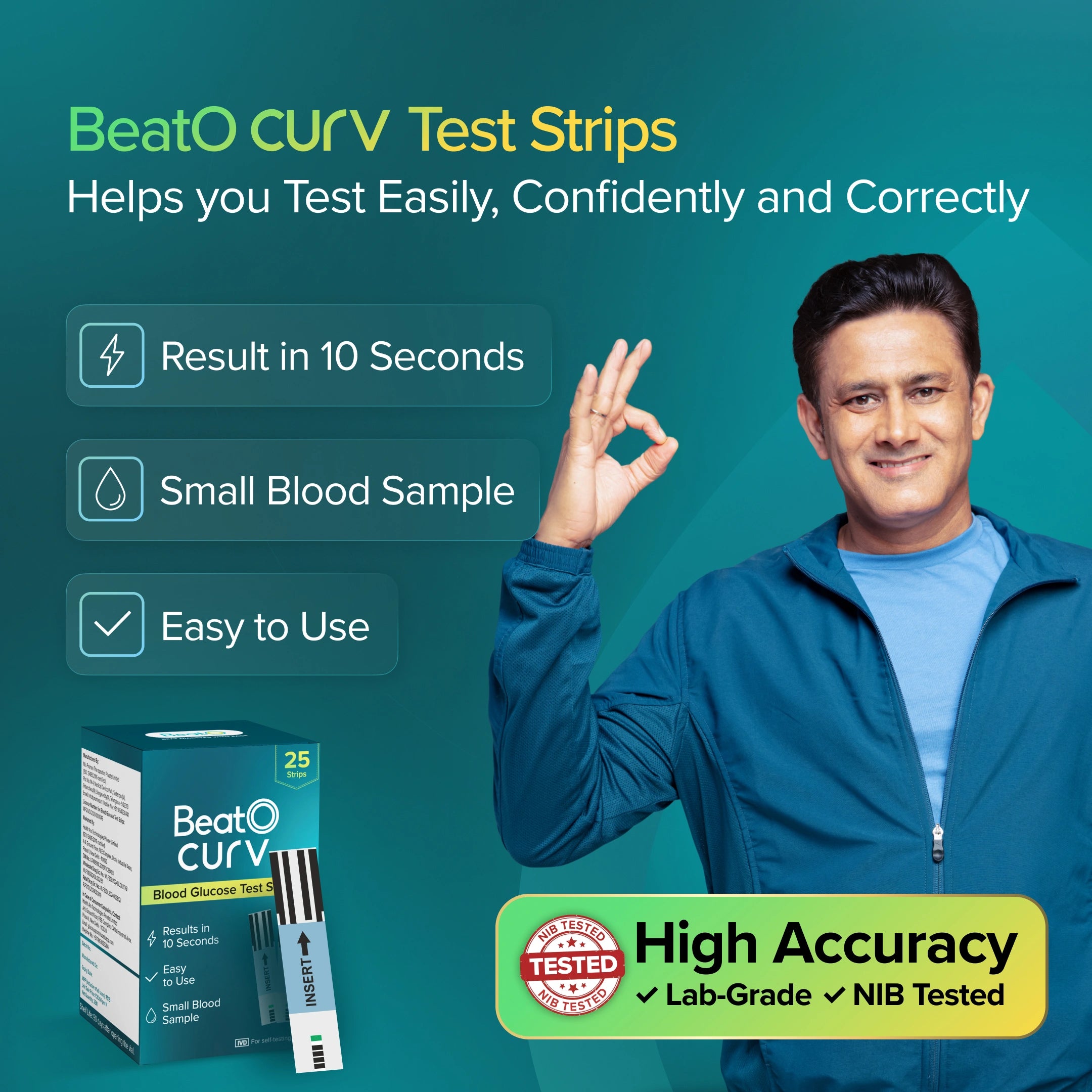 BeatO CURV - Blood Glucose Test Strips CURV Glucometer  Strips