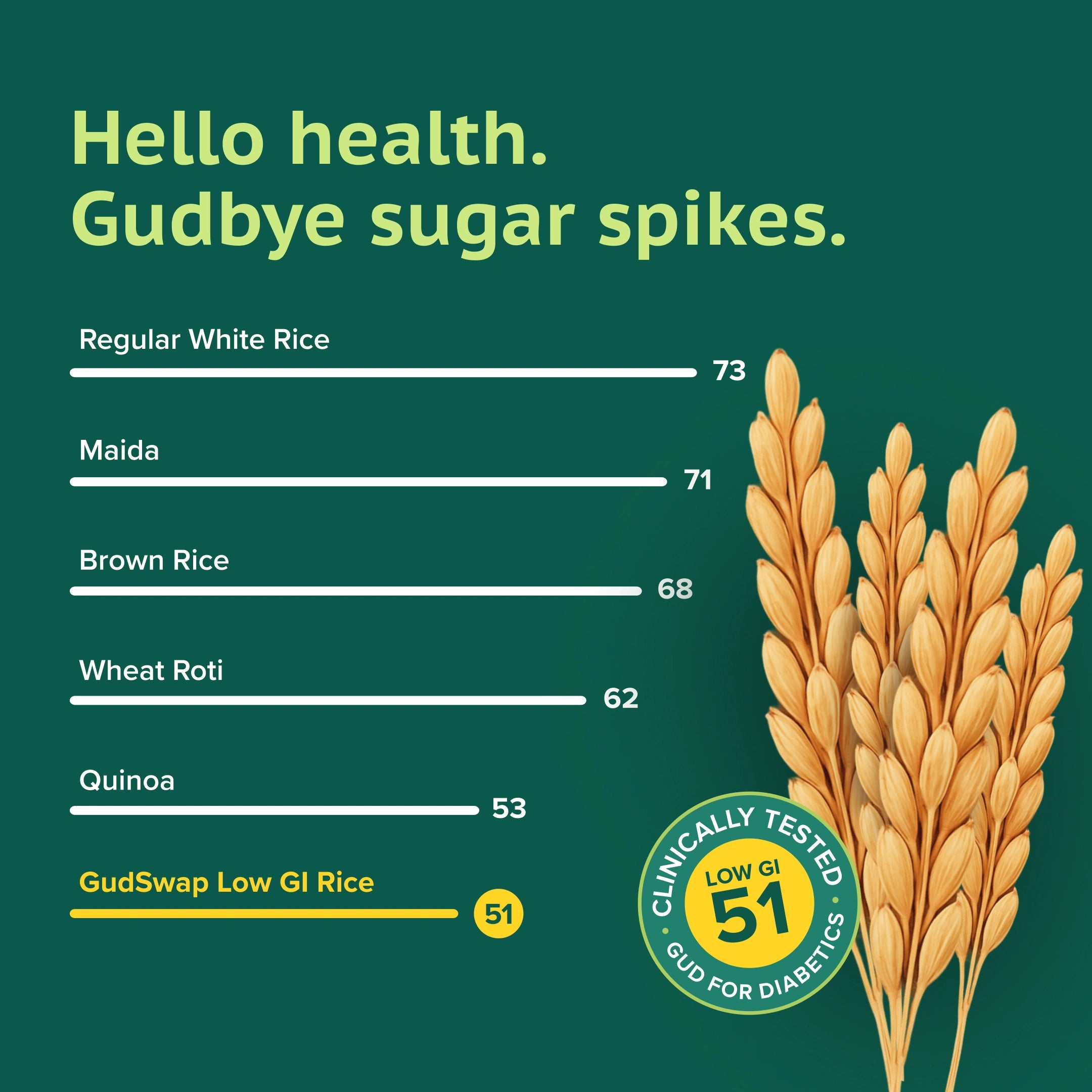 GudSwap by BeatO Rice (1kg) | Low GI 51 | Diabetes-Friendly |  Easy to Digest |  High Fibre | Non-GMO | No Pesticides