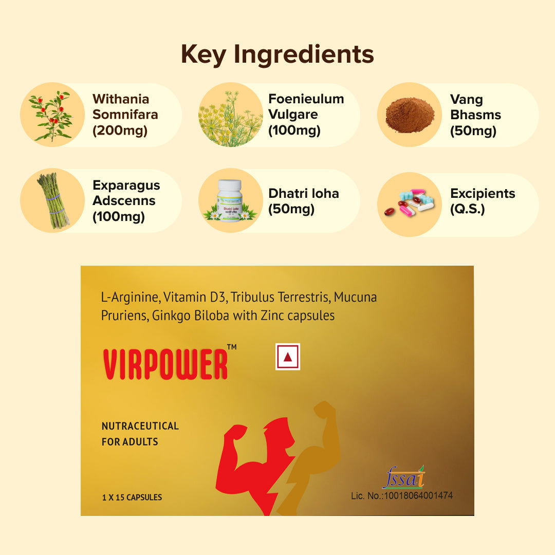 Virpower Immunity Booster Capsules for Men | Boosts Energy, Enhances Strength & Stamina for Optimal Male Performance | Pack of 2 Strips (15 * 2 capsules) ||Discreet packaging & Shipping||