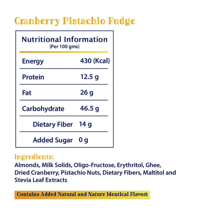 Cranberry Pistachio Fudge by Magicleaf | 100% Natural No Sugar Dessert Sweetened With Stevia | 250 gm