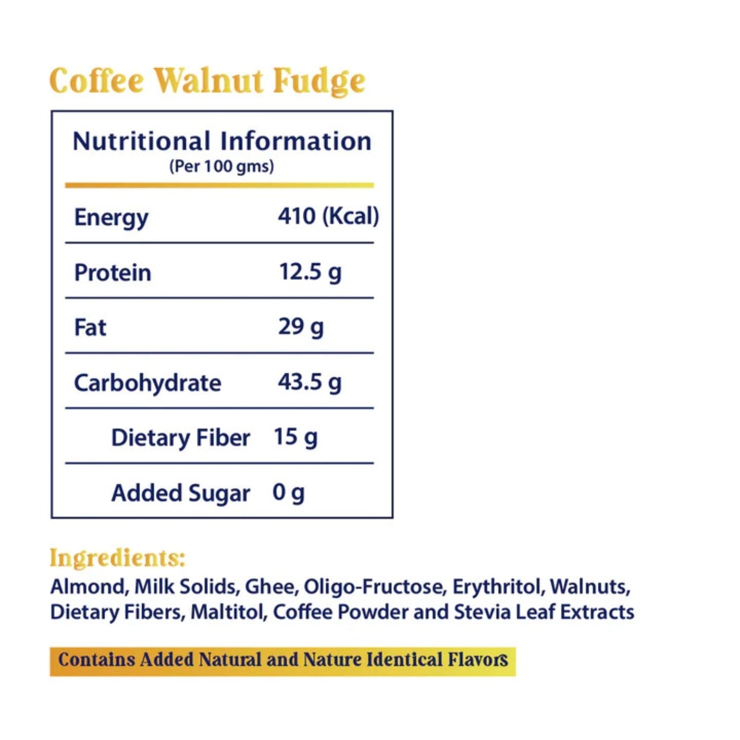 Coffee Walnut Fudge by Magicleaf | 100% Natural No Sugar Dessert Sweetened With Stevia | 250 gm