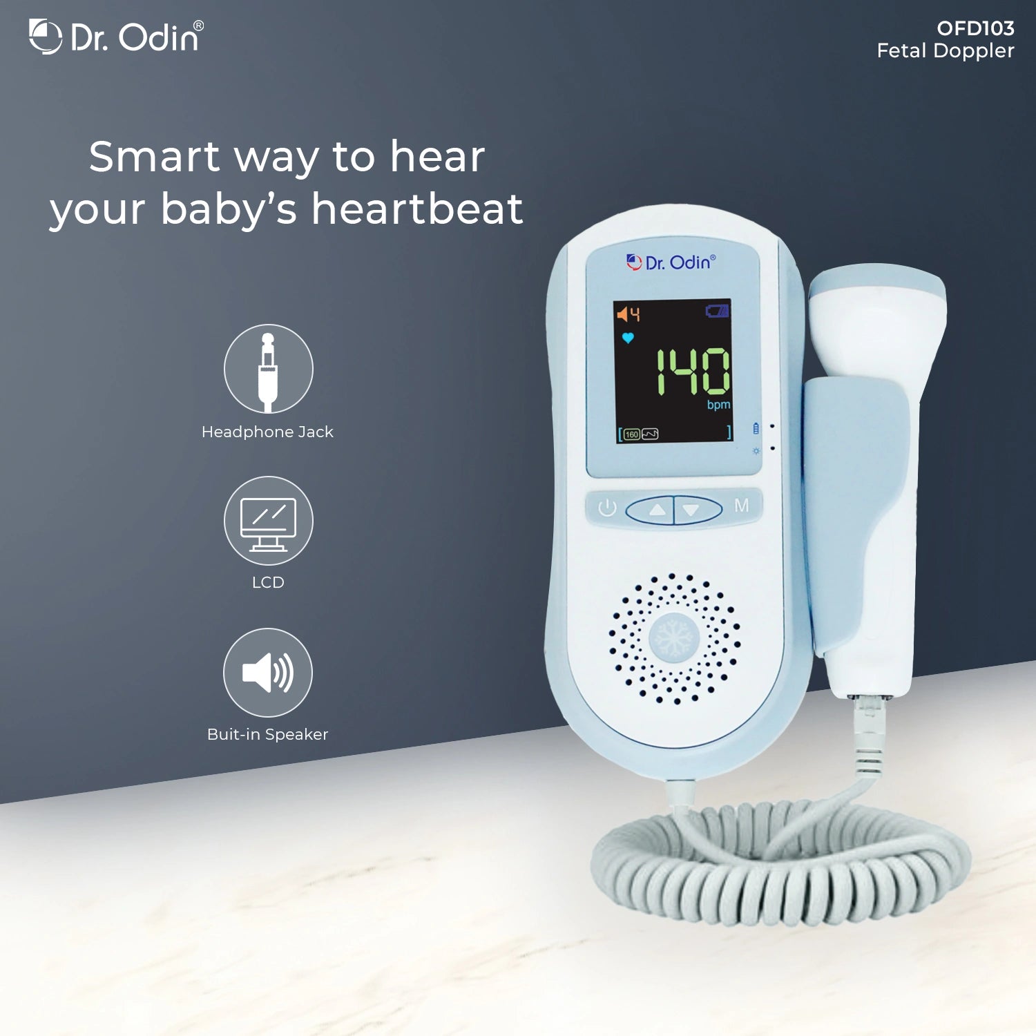 Dr. Odin OFD 103 Fetal Doppler Heart Rate Detection Monitoring Machine