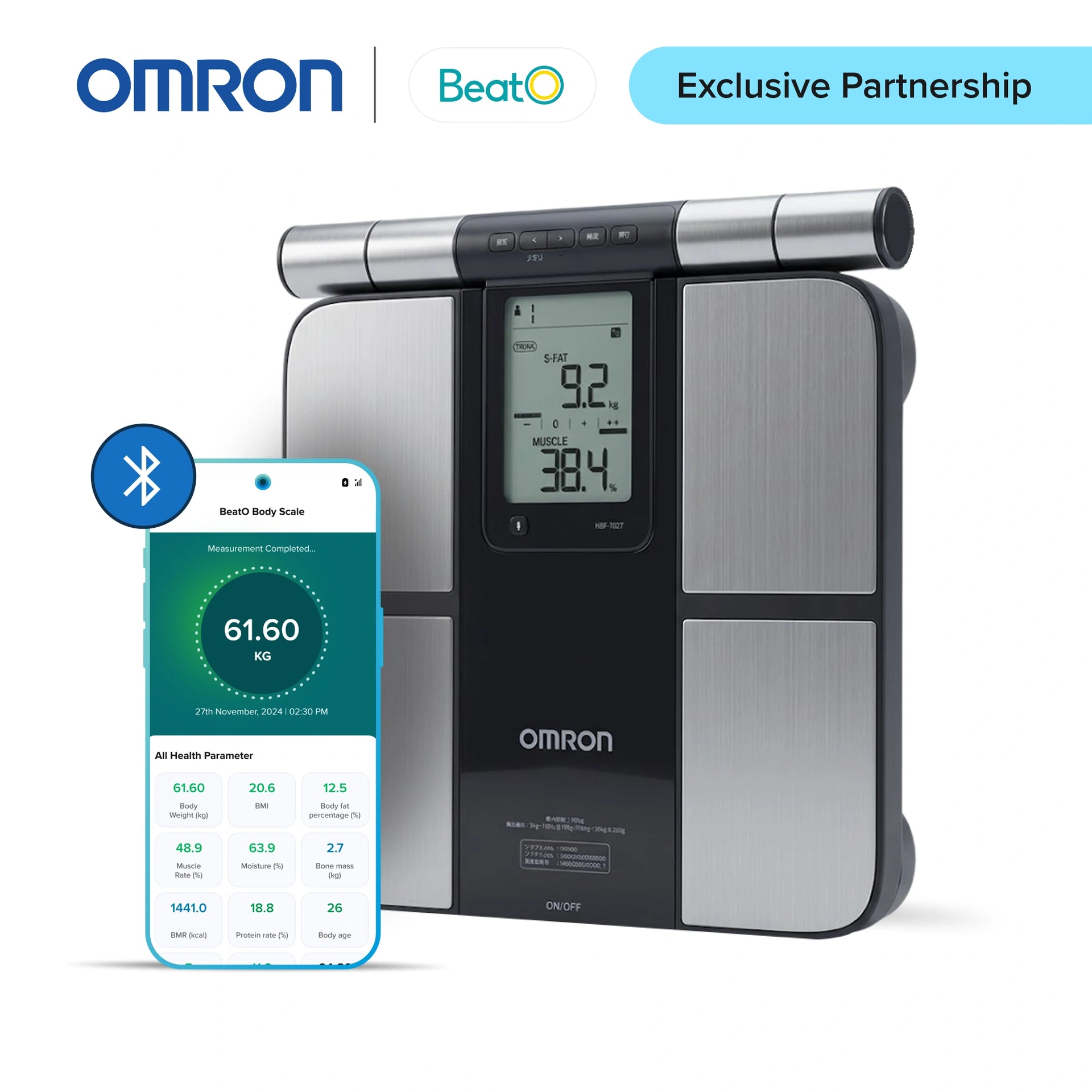 Omron New Karada Scan HBF 702T Digital Body Composition Monitor, Silve
