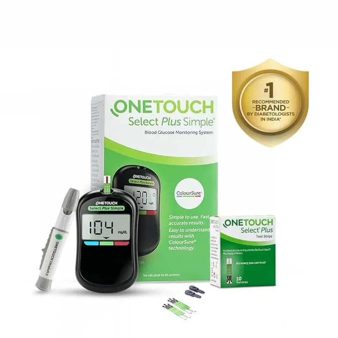 OneTouch Select Plus Simple glucometer machine | FREE 10 Test Strips