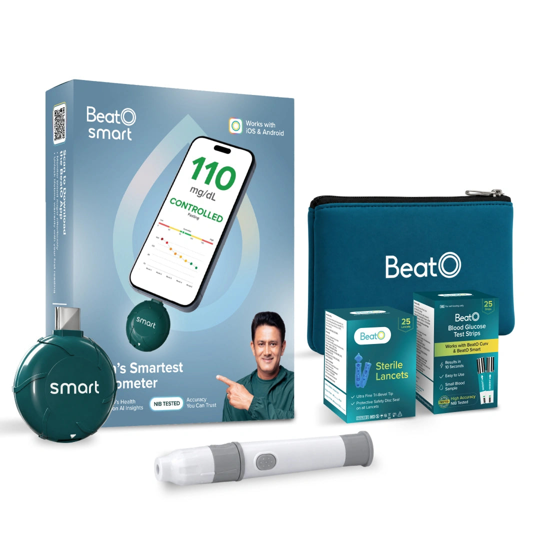 BeatO Glucometer | Auto-Saves Readings | ISO Certified | Free Strips &  Lancets | Lab-Grade Accuracy | Life time warranty