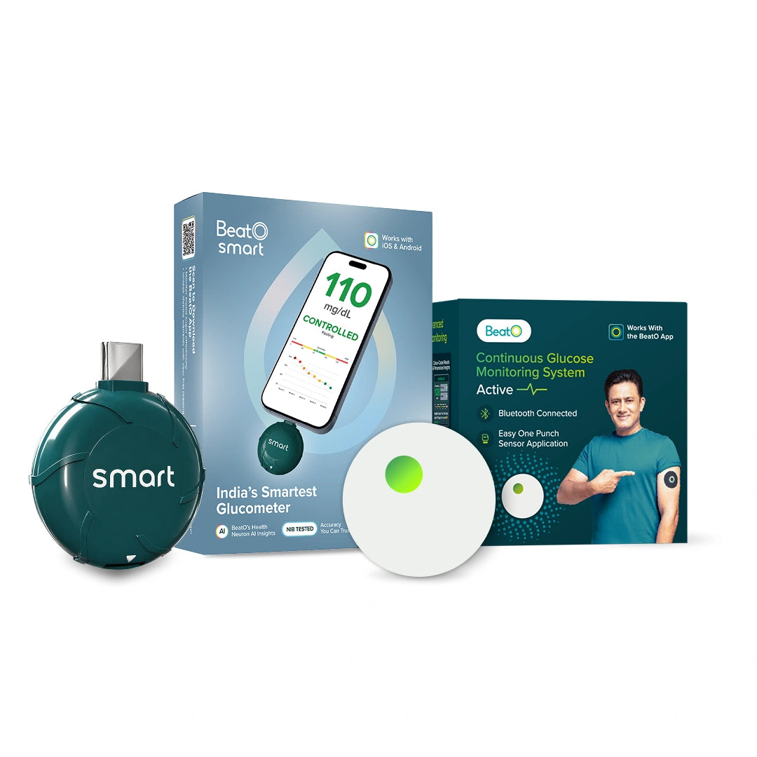 BeatO CGM + Smart Glucometer Combo with 25 Strips & Lancets