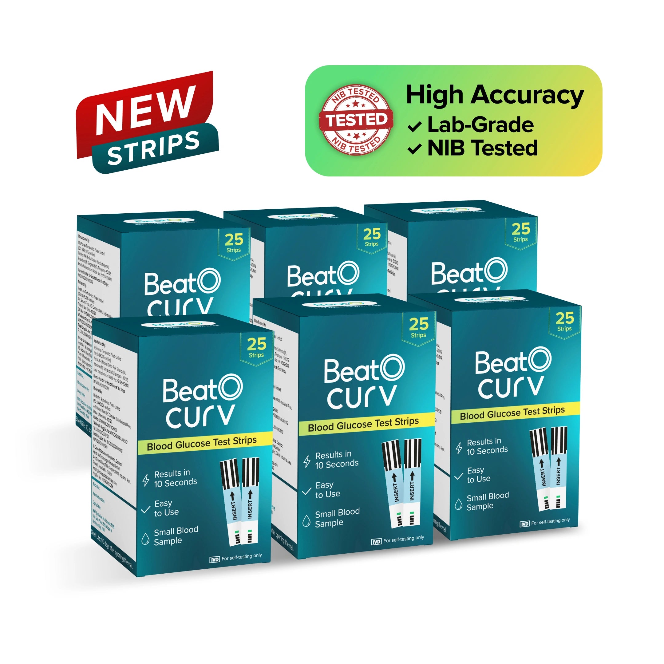 BeatO CURV - Blood Glucose Test Strips CURV Glucometer  Strips