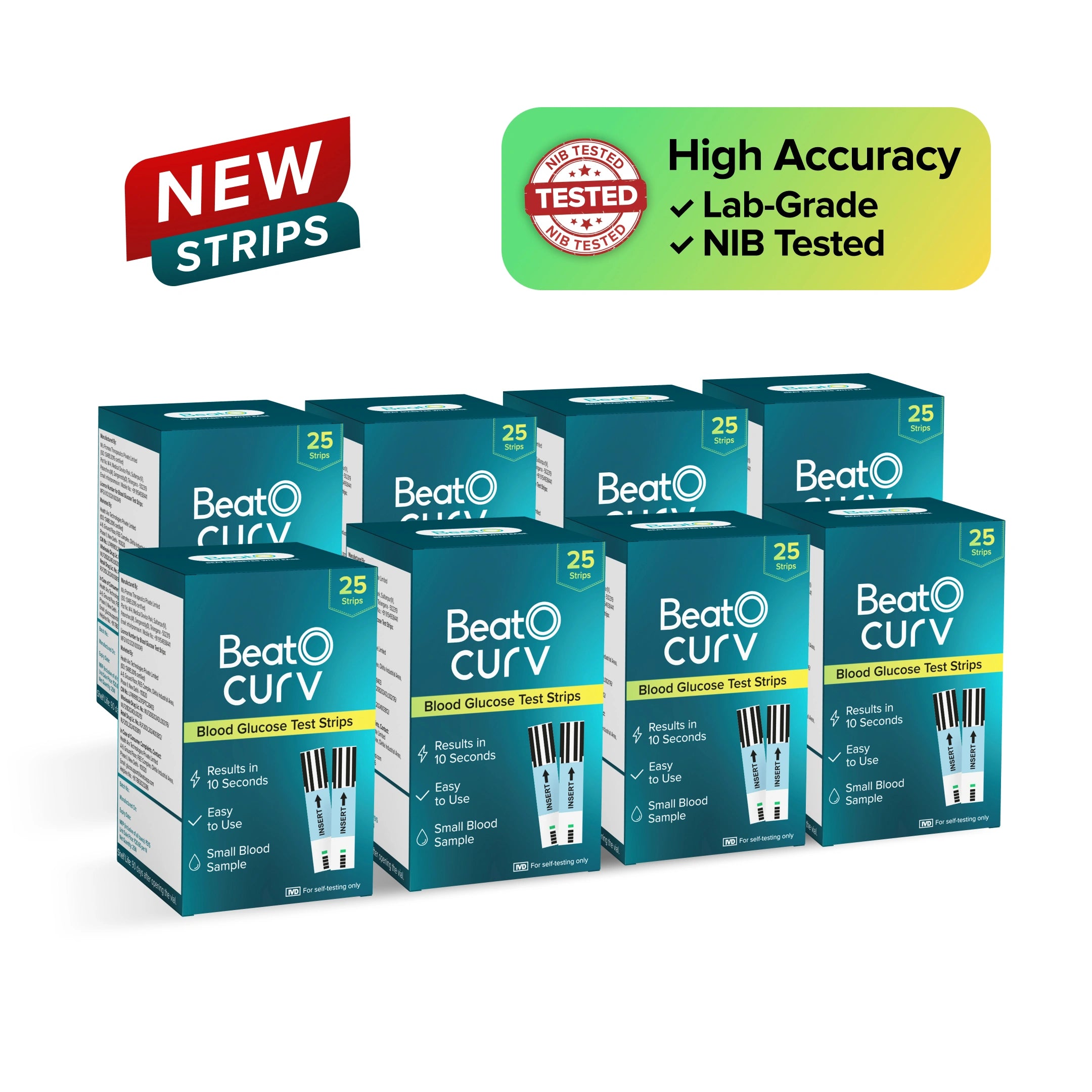 BeatO CURV - Blood Glucose Test Strips CURV Glucometer  Strips