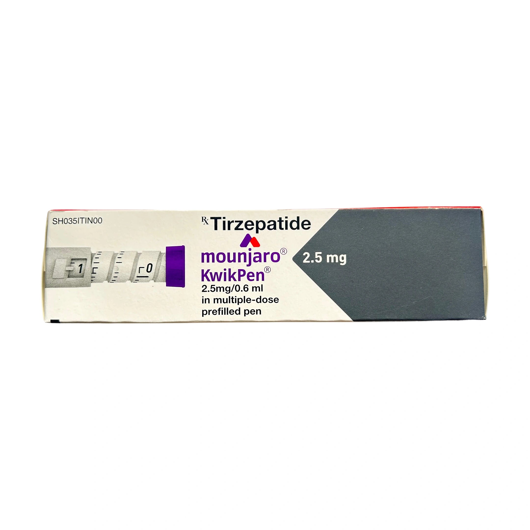 Mounjaro KwikPen packaging for tirzepatide on a white background