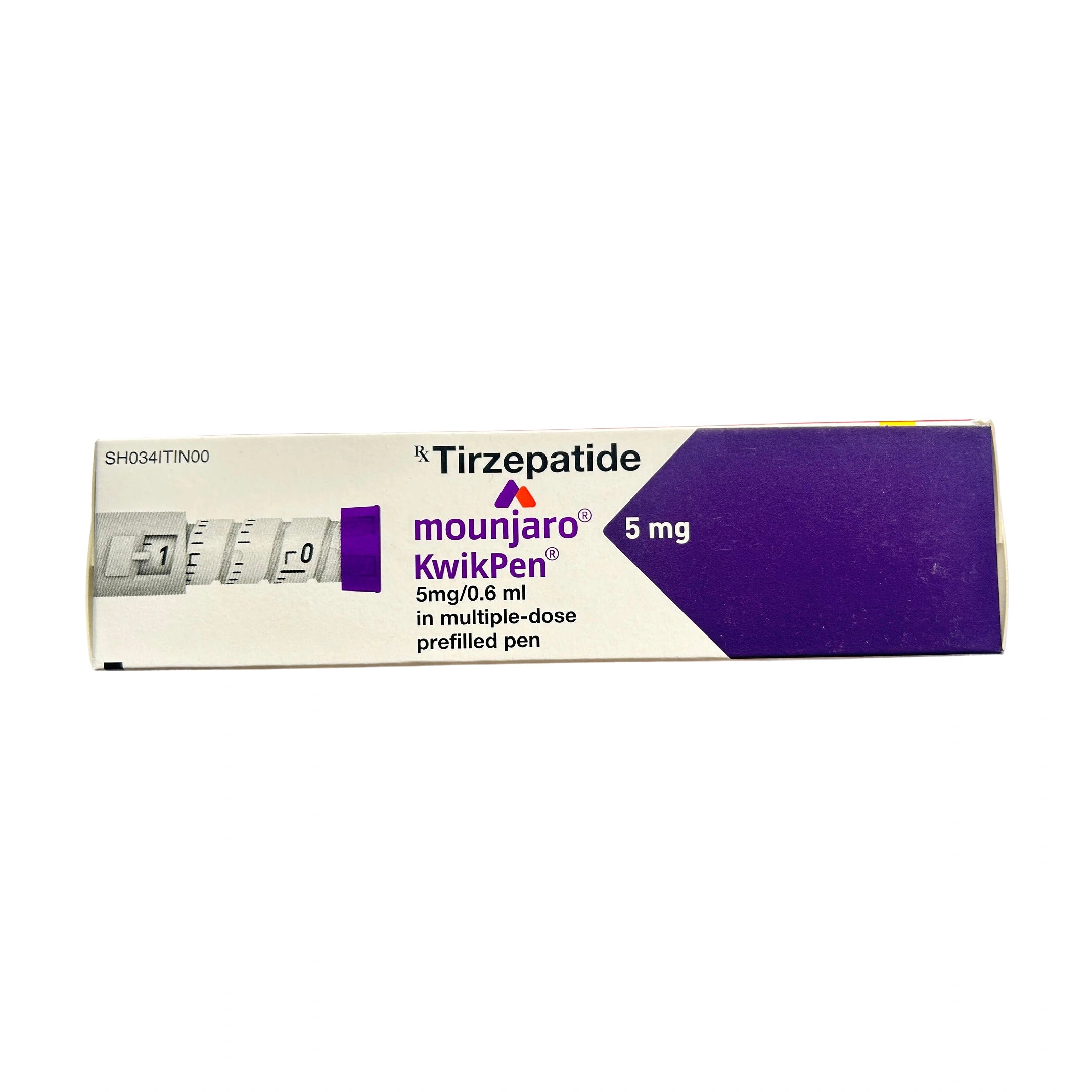 Mounjaro KwikPen packaging for Tirzepatide on a white background