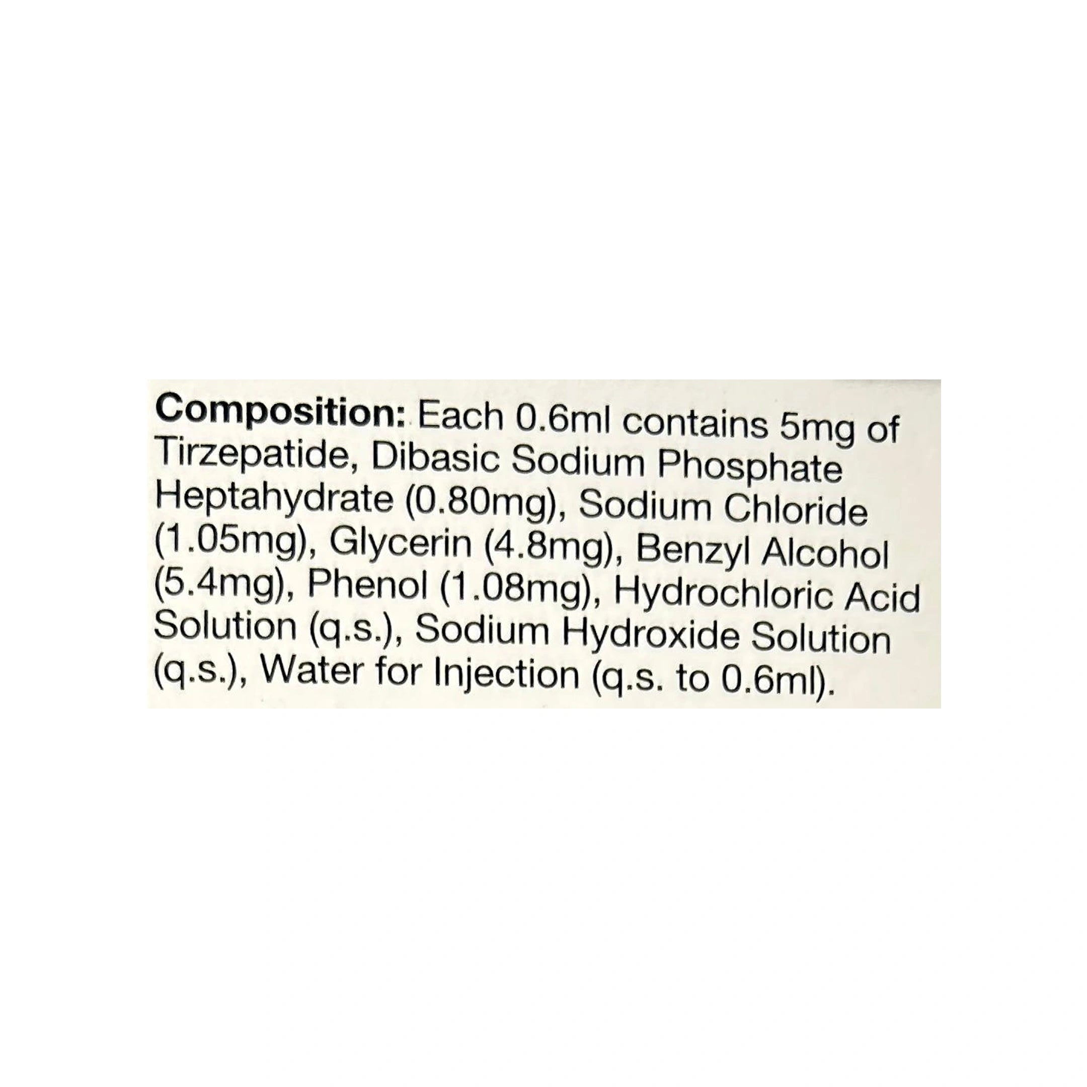 Medical composition label on a white background