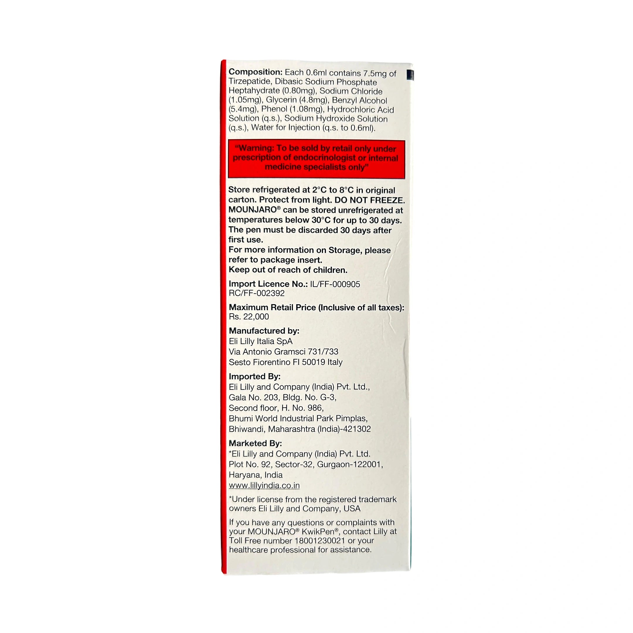 Product label with text on a white background