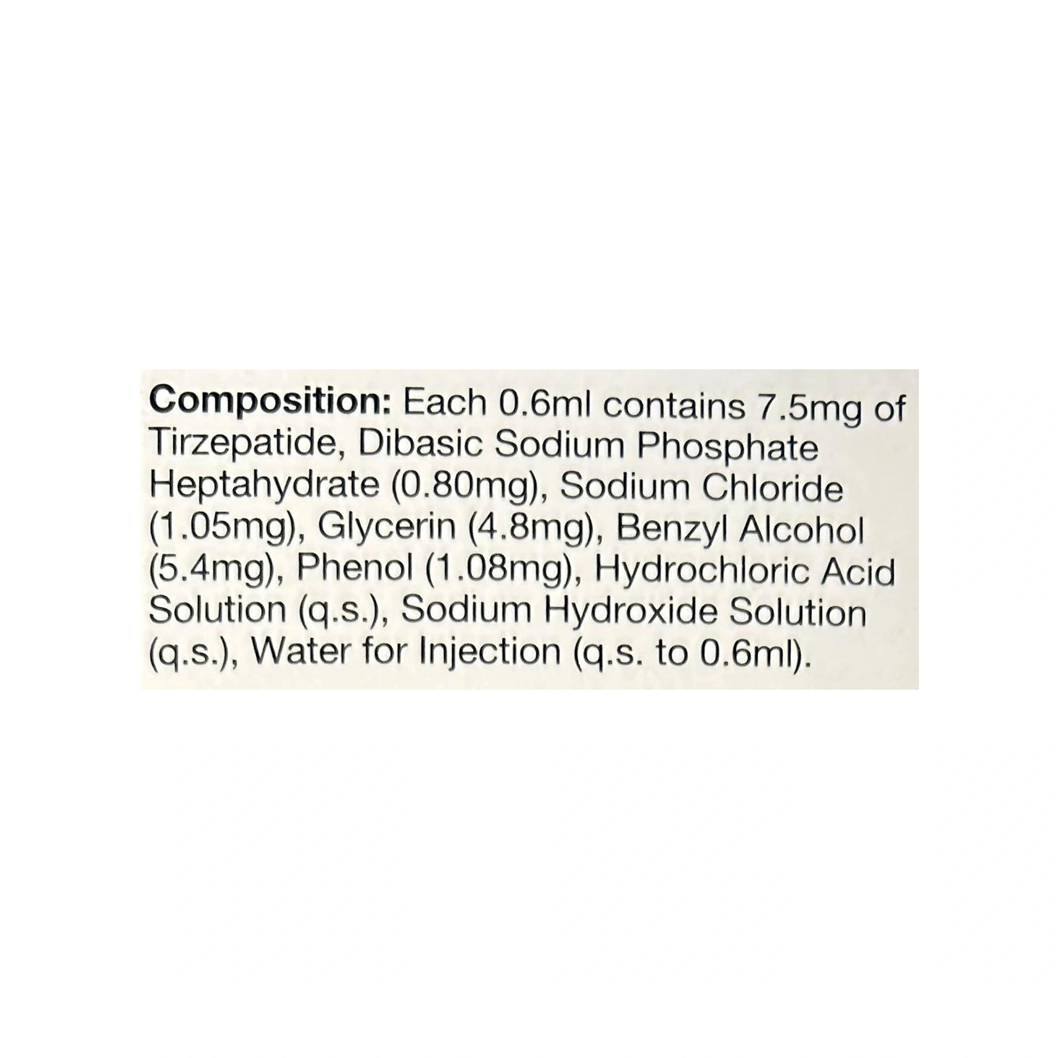 Medical composition label on a white background