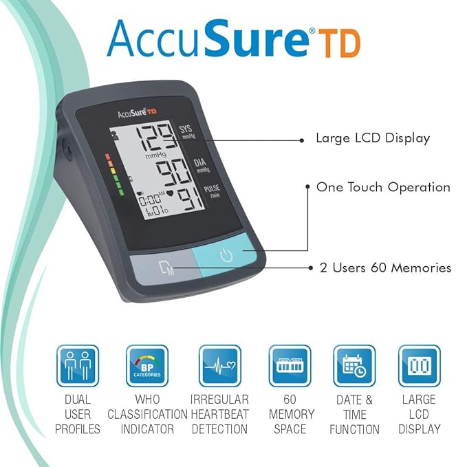 Accusure TD-1209 BP Monitor with Adapter