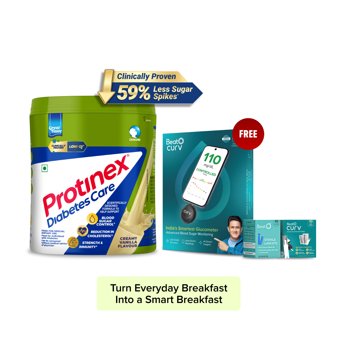 Protinex Diabetes Care (400g) + FREE BeatO Curv Glucometer with 10 Strips & 10 Lancets